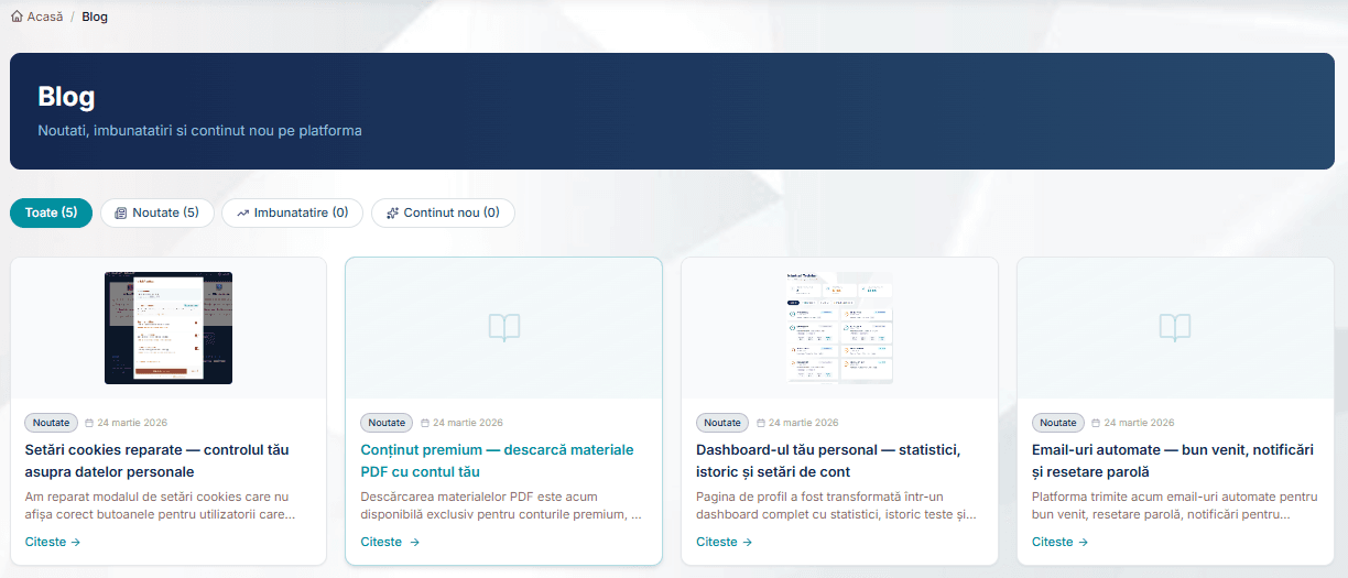 Acum avem blog — articole educaționale direct pe platformă