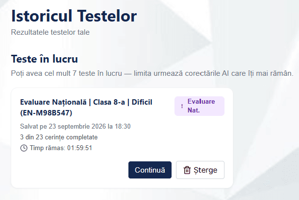 Simulările de Evaluare Națională: îți salvezi progresul și vezi cât timp mai ai